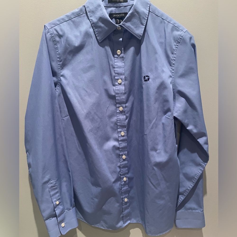 Lands' End Women's Blue Button-Up Shirt